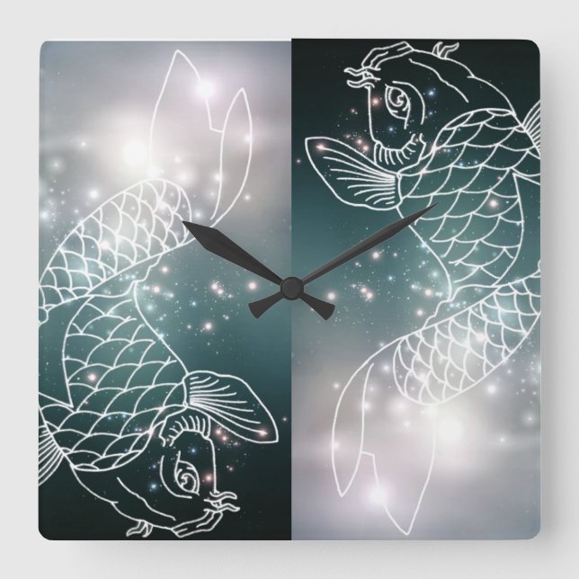 star constellation zodiac astrology Zodiac  Pisces Quadratische Wanduhr (Vorderseite)