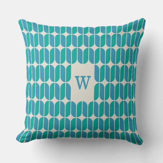 Star Crossed Aquatic Mit Monogramm Throw Kissen (Vorderseite)