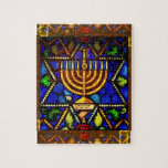 STAR DAVID AND MENORAH<br><div class="desc">FOTO aus Buntglas</div>
