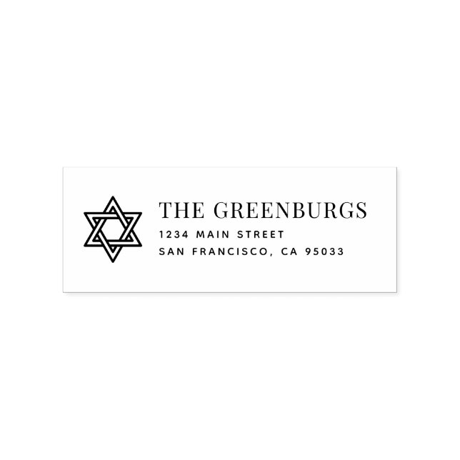 Star der David Classic Elegant Chic Rücksendeadres Gummistempel (Prägung)