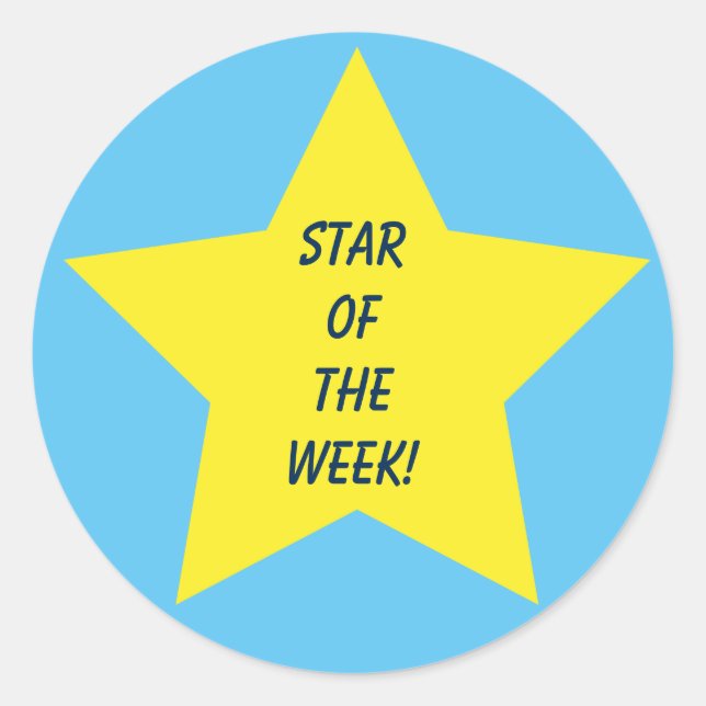 Star der Woche Blau und Gelb Star Runder Aufkleber (Vorderseite)