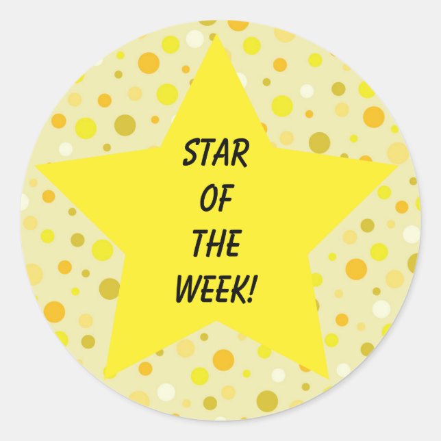 Star der Woche Gelb Runder Aufkleber (Vorderseite)