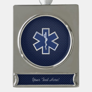 Star des Lebens Paramedic Emergency Medical S Deco Banner-Ornament Silber