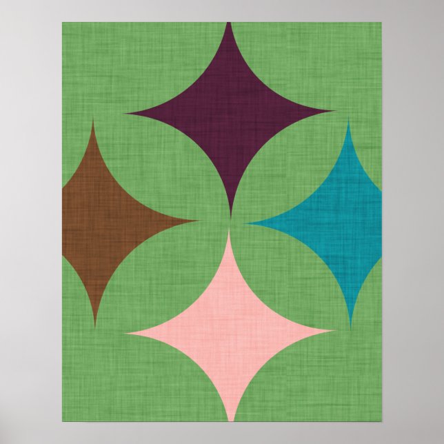 Star Diamond Mitte Jahrhundert Muster Poster (Vorne)