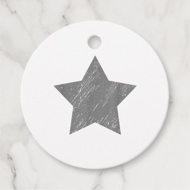 Star Distressed Grau Vintag Star Geschenkanhänger (Vorderseite)