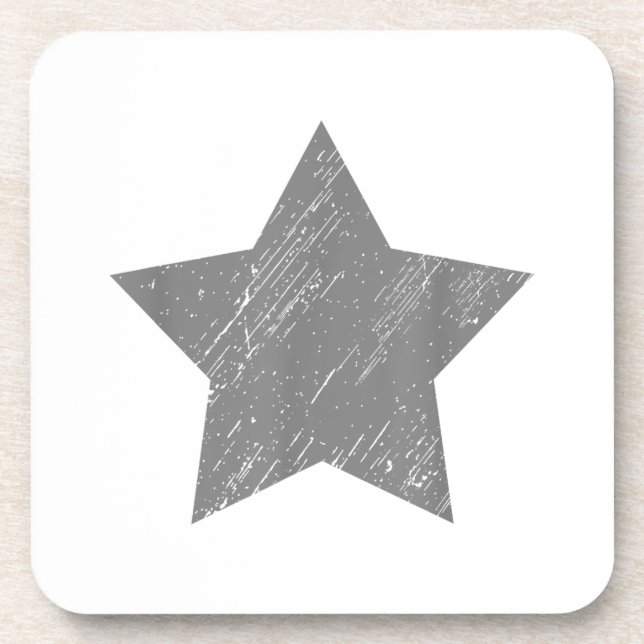 Star Distressed Grau Vintag Star Getränkeuntersetzer (Vorderseite)