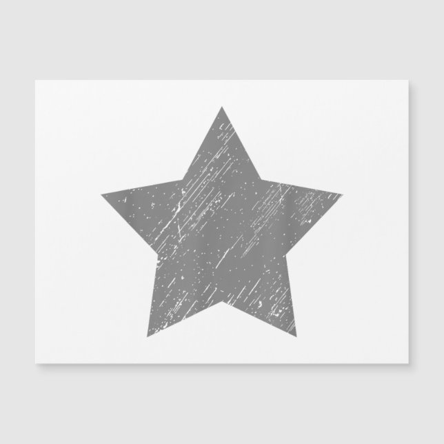 Star Distressed Grau Vintag Star Magnetkarte (Vorderseite)