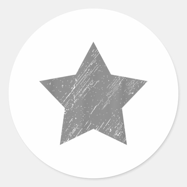 Star Distressed Grau Vintag Star Runder Aufkleber (Vorderseite)