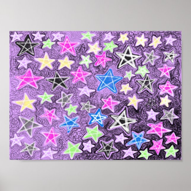 Star Doodle Sketch Kunst Poster (Vorne)
