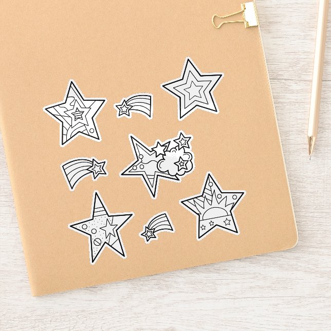 Star Doodles kundenspezifisch geschnittene Vinyl-F Aufkleber (Notizbuch)