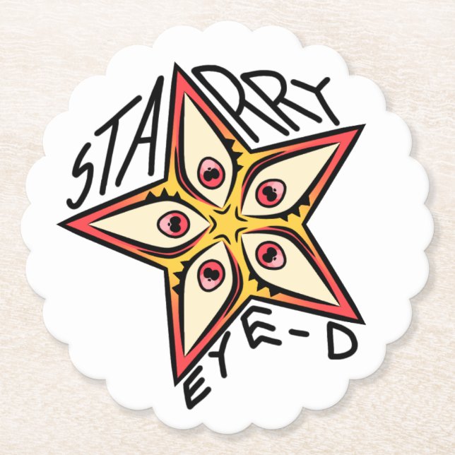 Star Eye Pink Yellow Red Untersetzer (Vorderseite)