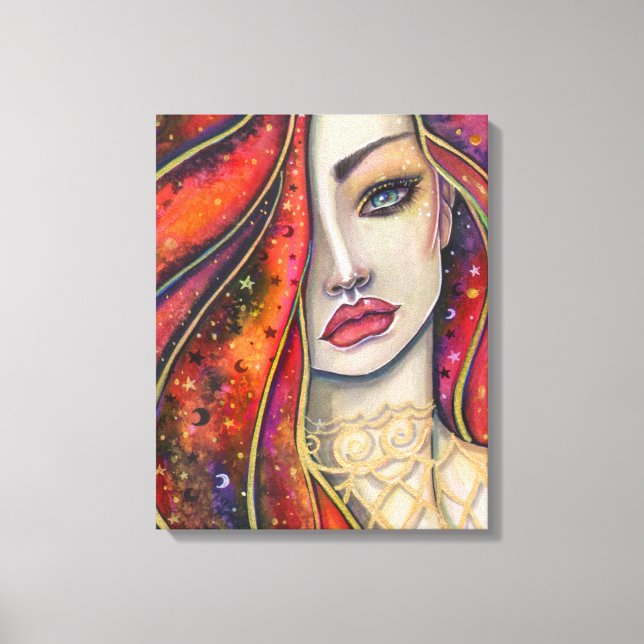 Star Fire Fantasy Woman von Molly Harrison Leinwanddruck (Vorderseite)