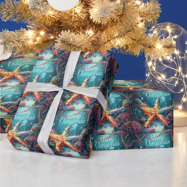 Star fish Under the Sea Christmas Party  Geschenkpapier (Feiertage)