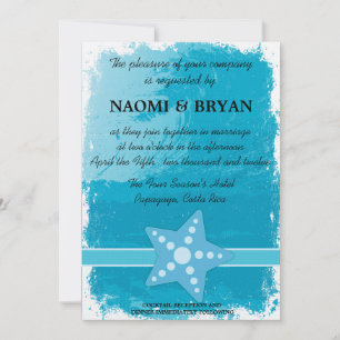Star Fishand waves - Sky Blue Wedding - Einladung