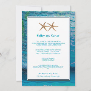 Star Fishes - invitations de mariage bleu