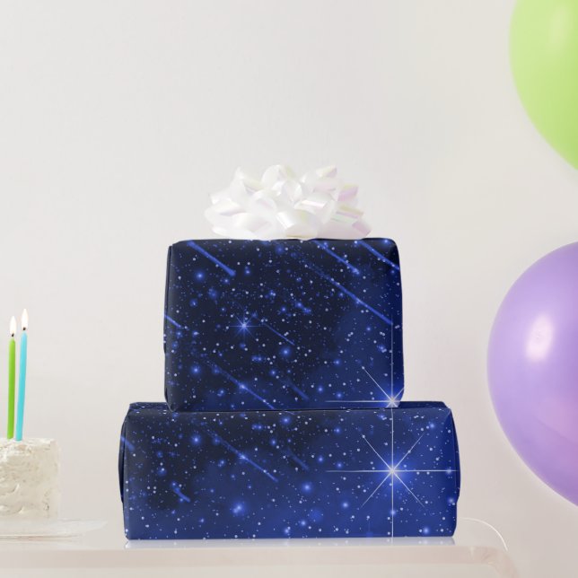 Star Galaxy on Blue Geschenkpapier (Partygeschenke)