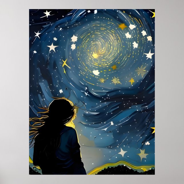 Star Gazing Woman Poster (Vorne)