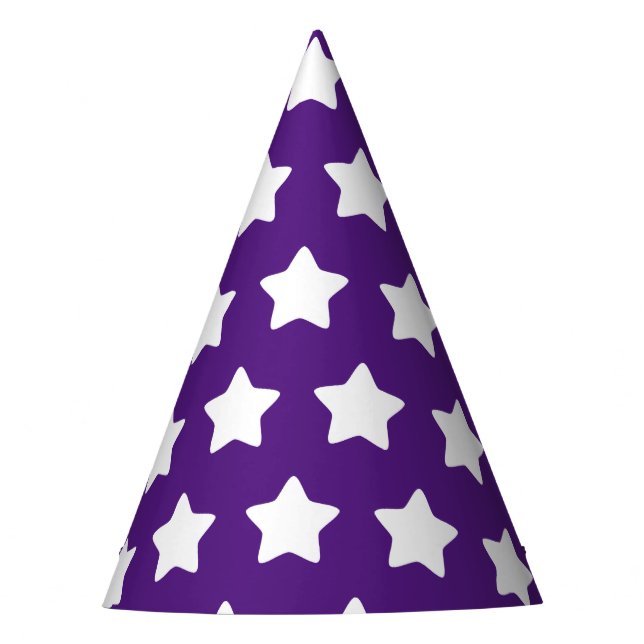 Star Gemustertes Lila Party Partyhütchen (Vorderseite)