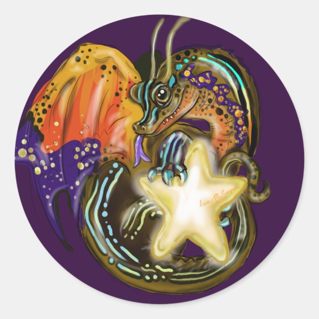 Star Glow Dragon Runder Aufkleber (Vorderseite)