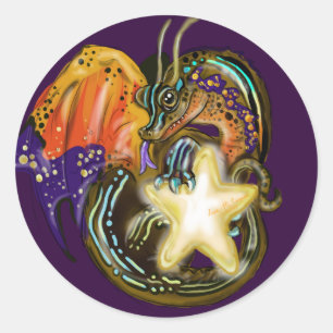 Star Glow Dragon Runder Aufkleber