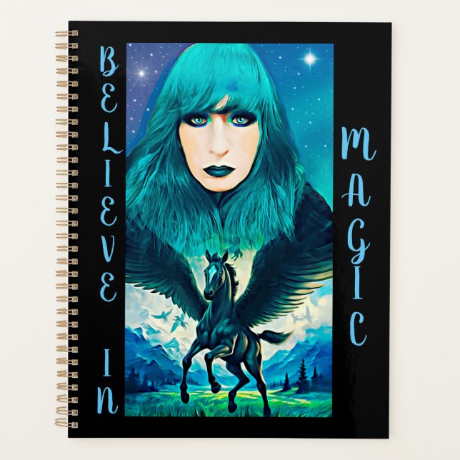 Star Goddess und Black Pegasus Fantasy Abstrakt Planer (Vorderseite)