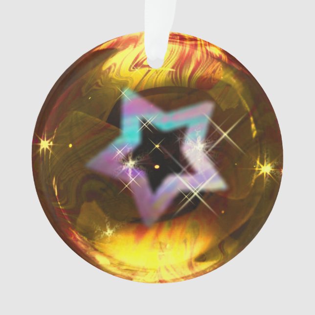 Star Gold Blase Weihnachtsdekoration Ornament (Vorderseite)