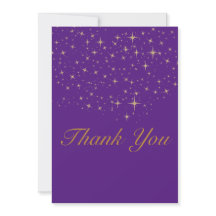 Star Gold Flat Danke Karte |Zazzle Royal lila