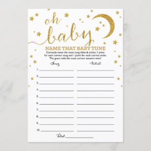 Star Gold Glitzer Name für Baby Tune Game Einladung