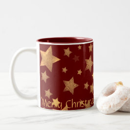 Star Gold Red Elegant Vintag Frohe Weihnachten Zweifarbige Tasse