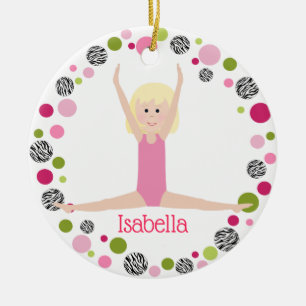 Star Gymnast in Pinks Personalisiert Keramikornament