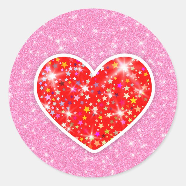 Star Heart Runder Aufkleber (Vorderseite)
