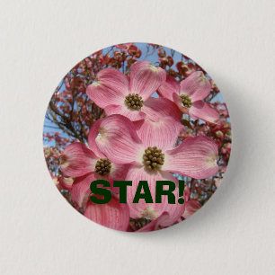 STAR! Knopf Werbeknopflöcher Pink Dogwood Button