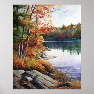 Star Lake Watercolor Landschaft Kunst, Dichtung un Poster