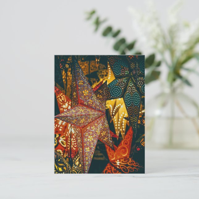 Star Lanterns Postkarte (Stehend Vorderseite)