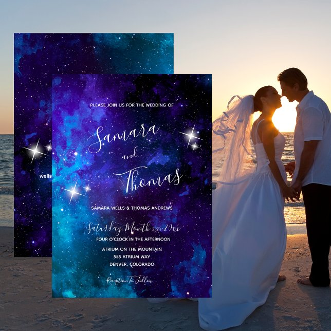 Star Light Blue Sky Wedding Einladung (Von Creator hochgeladen)