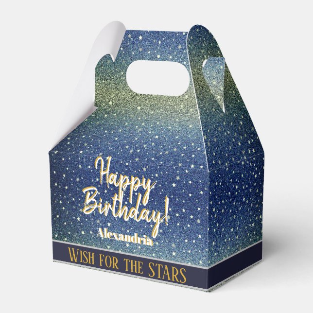 Star Light Sky Denim Blue Happy Birthday Party Geschenkschachtel (Vorderseite)