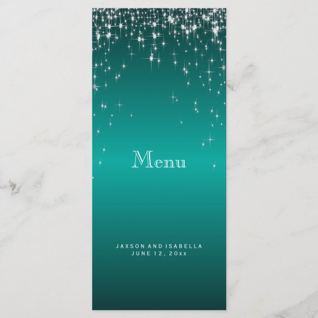 Star Lights in Aquamarin - Menü Menükarte (Vorderseite)