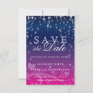 Star Lights in Dark Blue und Pink - Save the Date