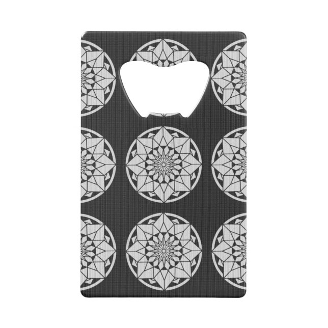 Star Mandala strickt schwarz & weiß Geldkarten Flaschenöffner (Vorderseite)