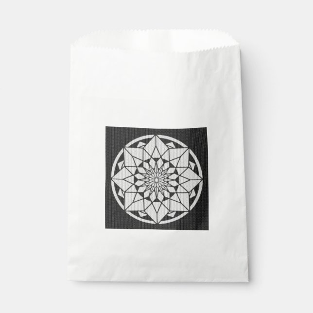 Star Mandala strickt schwarz & weiß Geschenktütchen (Vorderseite)