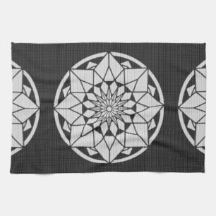 Star Mandala strickt schwarz & weiß Handtuch