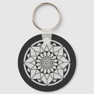 Star Mandala strickt schwarz & weiß Schlüsselanhänger