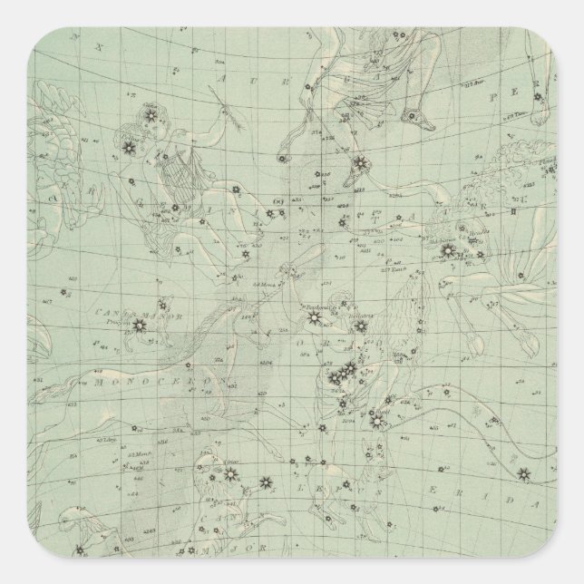 Star Map Quadratischer Aufkleber (Vorderseite)