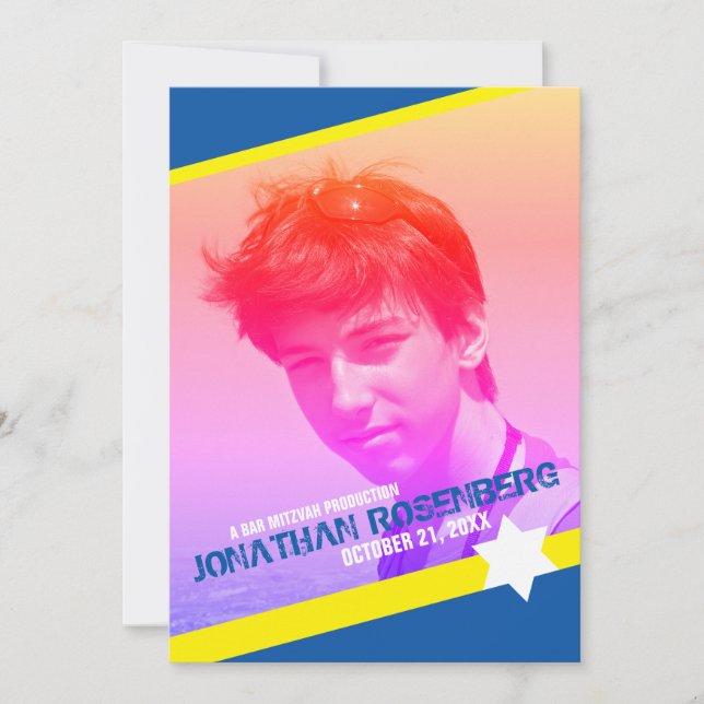 Star moderne de David Photo Bar Invitation Mitzvah (Devant)