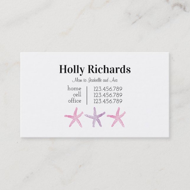 Star Mommy Calling Card Telefonnummerkarte (Vorderseite)