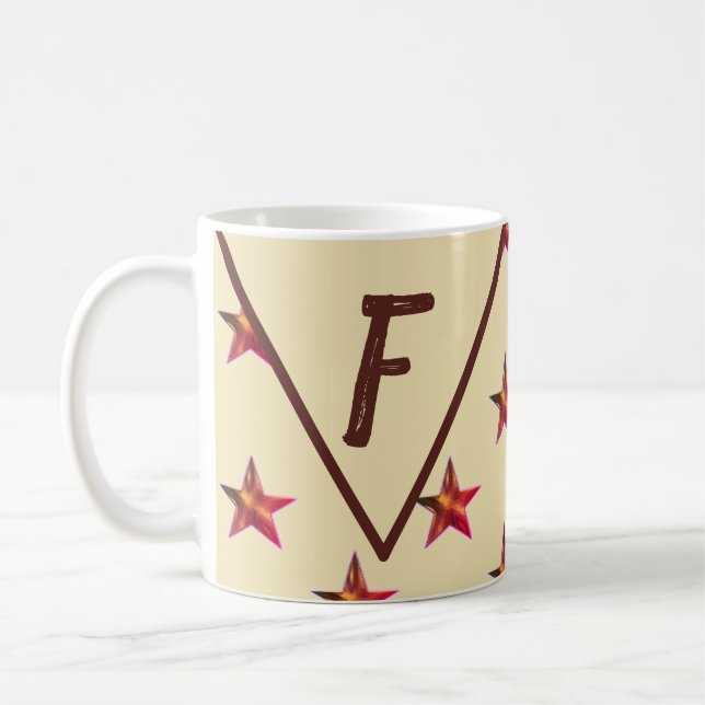 Star Monogram Red Tan Keepake Family Initial Kaffeetasse (Links)