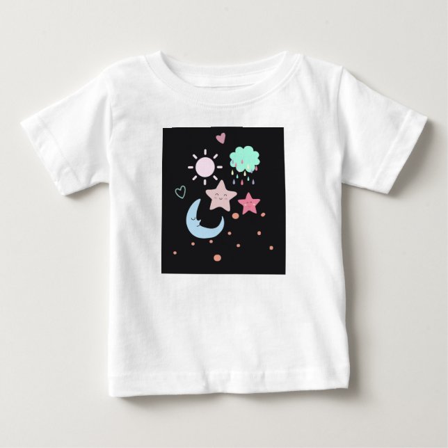 Star Moon Cloud - Sonnenherz niedlich Baby T-shirt (Vorderseite)