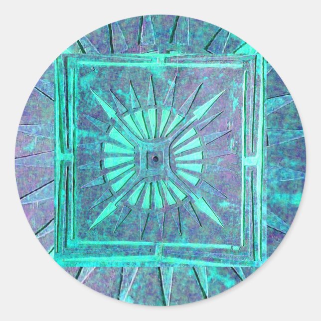 STAR MORGEN, blaue Turquase Runder Aufkleber (Vorderseite)