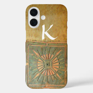 STAR MORGEN, gelb, braun, weißes Monogramm iPhone 16 Hülle