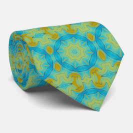 Star-Muster in Blau und Alt-Gold Gelb Krawatte
